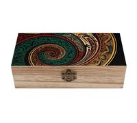 NTVOWPZO Wooden Storage Box Dark Teal HD Images Wood Gift Box with Hinged Lid Vintage Decorative Boxes Jewelry Memory Box for Jewelry Art Hobbies Home Storage Treasure Keepsake Gift