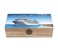 NTVOWPZO Wooden Storage Box Seaside Cruise Ship Wood Gift Box with Hinged Lid Vintage Decorative Boxes Jewelry Memory Box for Jewelry Art Hobbies Home Storage Treasure Keepsake Gift