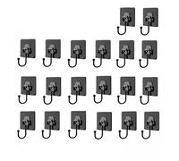 NTWcyy Big Size Hooks Heavy Duty 22 Lbs Waterproof Adhesive Wall Hooks Nail-Free Transparent Waterproof Hooks for Kitchen Bathroom(Black-20PCS)