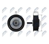 NTY Idler Pulley Serpentine Belt Tensioner RNK-WW-037 For VW