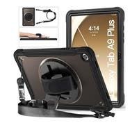 NTYHNFMIH Lanshui Accessories, Frosted/Transparent 360° Rotating Bracket Tablet Protective Case Suitable for Samsung Galaxy Tab A9+11" 2023 SM-X210/X215/X216(Black)