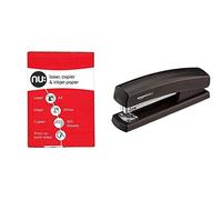 Nu A4 Copier Paper Ream - White (Ream of 500) & Amazon Basics Stapler with 1000 Staples, Black