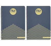nu: A5 Blue Lined Wirebound Notebook | Carbon Neutral | 120 Pages | Supports Climate Partner Projects | Fully Recyclable | Evolve Neutral (Pack of 2)