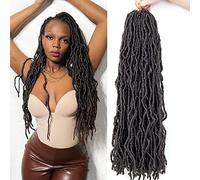 Nu faux Locs 24 Inch Crochet Hair New Soft Locs 6 Packs/Lot Curly Wavy Pre-Looped Faux Locs Goddess Synthetic Fiber Hair Extensions (24 Inch, 4#)