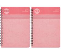NU: Notebooks - Goal Planner - Cloud Pastels Range - A5 Pink Notebook - Daily Journal - 150 Pages (Pack of 2)