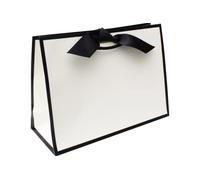 Nu-Nuel Luxury Paper Bags with Rope Handle | Black Edge Matt Laminated Gift Bag | 10 Medium Gift Bags for Birthday, Wedding, Baby Showers, Bridal Party, Christmas (10, MEDIUM - 310x220x120mm)