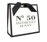 Nu-Nuel Personalised Birthday Gift Bag | Black Matt Laminated with Grosgrain Ribbon | Custom Name, Age & Message for 18th, 21st, 30th, 40th, 50th, Any Age | Small, Medium & Large