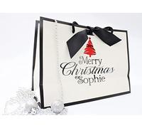Nu-Nuel Personalised Christmas Bag | Personalised Luxury Gift Bag with Rope Handle and Ribbon | Medium Large Gift Bags