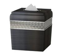 nu steel FM9H-VC Flannel Mod Stainless Steel Square Facial Tissue Box Cover Holder for Bathroom Vanity Countertops, Bedroom Dressers, Night Stands, Desks and Tables -Bronze Finish