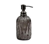 nu steel Glacier Collection Glass with Black Finish Metal Trim Refillable Liquid Soap Dispenser Pump Bottle for Bathroom Vanity Countertop-Holds Lotion, Hand Sanitizer-Smoke, Amber Gold