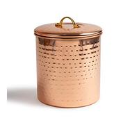 nu steel NuSteel Hammered 1.5 QT Stainless Steel, Beautiful Food Storage Container for Kitchen Counter, Tea, Sugar, Coffee, Caddy, Flour Canister with Rubber Seal lid, Copper Plated