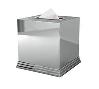 nu Steel Timeless Boutique Tissue Box Cover Stainless Steel Square Facial Tissue Box Holder for Bathroom Vanity Countertops, Bedroom Dressers-Chrome Finish, Chrome Plated