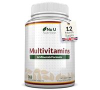 Nu U Nutrition - A-Z Multivitamin Tablets for Men & Women - 365 Tablets - 12 Month Supply - 25 Essential Multivitamins & Minerals Including Iron, Zinc & Vitamin D - One a Day - Made in The UK