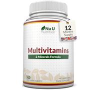 Nu U Nutrition - A-Z Multivitamin Tablets for Women & Men - 365 Tablets - 12 Month Supply - 25 High Strength Essential Nutrients Including Iron, Zinc, Magnesium, Vitamin B12, C & D3 - Made in The UK