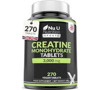 Nu U Nutrition Creatine Monohydrate 3000mg Tablets - 270 Vegan Tablets, 3Month Supply in Black Nu U Nutrition Black