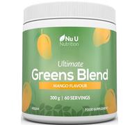 Nu U Nutrition - Super Greens Blend Mango Powder 300g - 17 Active Superfood Ingredients - 60 Servings - Vitamin & Mineral Rich Supplement - 100% Vegan, No Additives