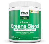Nu U Nutrition - Super Greens Powder 300g - 17 Superfood Ingredients - 60 Servings - Ultimate Greens Blend with Maca, Beetroot & Inulin - Unflavoured, Unsweetened - 100% Vegan - Made in The UK