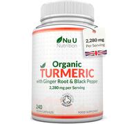 Nu U Nutrition Turmeric Ginger & Black Pepper 2280mg | 240 Vegan Capsules in White Nu U Nutrition White