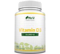 Nu U Nutrition Vitamin D3 10, 000 IU Capsules - High Strength, Gluten Free Formula in White Nu U Nutrition White
