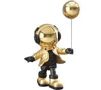 NUACOS Astronaut Figure Statue,Handle Balloon Resin Spaceman Sculpture,For Home Table Desktop Ornament,Bookshelf, Study Room House Decoration(gold)