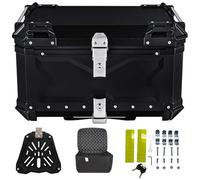 NUACOS Motorcycle Top Box Waterproof Top Box for Motorcycle, Multifunctional Aluminum Motorcycle Luggage Case, with Security Lock, Universal Moped/Scooter Tour Tail Box (Black,80L)