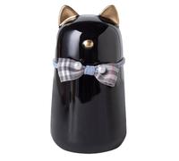 NUACOS Pet Ceramic Urns Memorial Cremation Ash 450ML Moisture-proof Forever Memorial Box With Bow Shape for Small Cat Dog Rabbits Funeral Burial Urn keepsake,Black,Golden ears