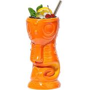 NUACOS Tiki Mug 360ml/13oz Tiki Ceramic Mugs Lovely Seahorse Novelty Tiki Cocktail Cup for Hawaiian Party Barware Bar Decoration Accessories,Orange,360ML