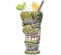 NUACOS Tikis Ceramic Mug Lovely Tiki Novelty Cocktail Mugs for Hawaiian Party Barware Bar Decorations 360ml / 13oz