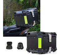 NUACOS Top Box for Motorcycle 28-100L Aluminum Motorcycle Top Box ABS Waterproof Lockable Waterproof Motorcycle Top Case with Base Plate for Motorbike Moped Back Rear Case,Black,100L