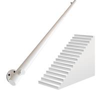 NUACOS White Wooden Banister Handrail with Metal Brackets 1.6-19.7FT Round Anti-Slip Wood Stair Railing Handrails Wall Mounted Staircase Hand Rails,300cm/118.1in
