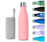 Nuactiv Stainless Steel Water Bottle, Vacuum Insulated, 12hrs Hot & 24hrs Cold Drinks, BPA Free, Metal Water Bottle 500ml, Leakproof Double Walled Thermal Flask for Kids, Travel, Gym, Sports - Pink
