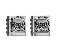 nuaele First Curl and First Tooth Keepsake Box for Kids Metallic Engraved Cute Shape, Silver Tooth Holder, Tooth Collection Organizer, Great Gift Idea for Babies to Keep the Childhood Memory (Book)