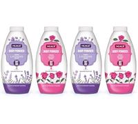 Nuage Body Powder Set - Talc-Free, Lavender and Rose Scents, Anti-Chafing and Moisture Absorbing - 4 Pack