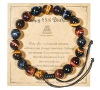 NuanBao Happy Birthday Gifts muticolor Red Blue Golden Tiger Eye Bracelet for presents with Gift Box Card set,16 18 21 30 35 40 45 50 55 60 65 70 75 80 85 90 95 100 th years old, L, Stone, tiger eye