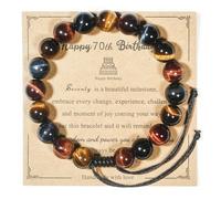 NuanBao Happy Birthday Gifts muticolor Red Blue Golden Tiger Eye Bracelet for presents with Gift Box Card set,16 18 21 30 35 40 45 50 55 60 65 70 75 80 85 90 95 100 th years old, L, Stone, tiger eye