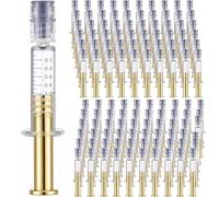 Nuanchu 100 Pcs 1ml Borosilicate Glass Syringes with Gold Metal Plunger, Leakproof Luer Connector, Without Needle Heat Resistant Accurate Measuring Tool for Thick Liquids, Glue, Ink, Pet