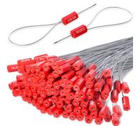 Nuanchu 100 Security Cable Seals 11.8 Inch Metal Numbered Red Tamper Proof Security Tags Pull Tight Steel Wire Seals for Truck Trailers Cargo Vans Containers Oil Tank Milk Vehicle