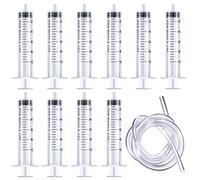 Nuanchu 11 Pcs 10ml Plastic Syringe with 3 ft Soft Tube Liquid Measuring Syringe Refilling and Measuring Liquid, Oil, Glue Applicator, Pet Feeding, Plant Irrigation Labor, Science Use(0.6 x 4.1 Inch)