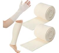 Nuanchu 2 Pack Cotton Stockinette Piped Elastic Bandage Cast Sleeve Roll Elastic Wrapping Tube Bandages for Sleeve Leg Knee Wrapping Comfy Pouring Stockinette, 5 inch x 5 m