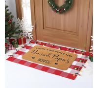 Nuanchu 2 Pcs Christmas Doormats Set for Grandma Nana Papa Red and White Buffalo Plaid Rug with Faux Coir Rug Front Porch Door Entryway Welcome Mat Christmas New Year Decor