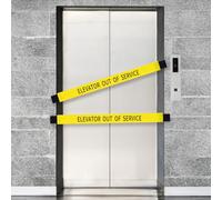 Nuanchu 2 Pcs Elevator out of Service Sign with Magnetic Ends, Yellow Warning Nylon Door Barricade Barrier for Metal Door Hospitals Commercial Apartment Buildings, 42 x 3.5 Inches