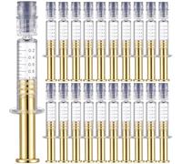 Nuanchu 20 Pcs 1ml Borosilicate Glass Syringes with Gold Metal Plunger, Luer Connector, Without Needle Accurate Measuring Tool for Thick Liquids, Glue, Ink, Pet