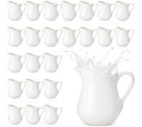 Nuanchu 24 Pcs 3 oz Small Creamer Milk Pitcher, Classic White Porcelain Creamer with Handle, Ceramic Maple Syrup Dispenser, Coffee Dairy Container for Milk Sauce Salad, Microwave