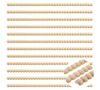 Nuanchu 24 Pcs Decorative Beaded Wood Trim Half Wooden Beads Trim Molding 15. 75 Inch Unfinished 3D Decorative Bead Pearl Wood Molding Cute DIY for Home Wall Cabinet Shelf Window Door (11 mm)