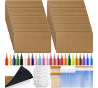 Nuanchu 25 Pcs Summer Blank Coir Doormat Bulk DIY Painting Kit, Non Slip Front Door Mat with Paint Brushes Palette for Summer Porch, Mother's Day, Graduation (17" X 30",Rounded Corners)