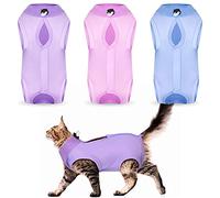 Nuanchu 3 Pieces Cat Recovery Suit Kitten Recovery Suit E-Collar Alternative for Cats and Dogs Abdominal Skin Anti Licking Pajama Suit (Small)