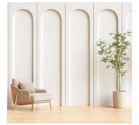 Nuanchu 4 Set 118 x 31.5 Inch Arch MDF Wall Molding Kit | 3D Pre-cut Arch Wainscoting Panel, Board and Batten Wall Panel Decor, Paintable Accent Kit, for DIY Home Bedroom Living Room