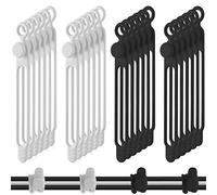 Nuanchu 40 Pcs Silicone Cable Ties Reusable Holder Adjustable Straps Multipurpose Charging Cable Organizer for Fastening Charging Cords Wires(4.17 Inch,Black, White)