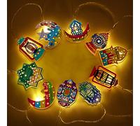 Nuanchu 5.4 Feet 10 Ramadan Eid String Light Ramadan Decorations LED Fairy String Lights Battery Operated Eid Mubarak Lights Moon Star Lantern Decor for Indoor Outdoor Home Garden