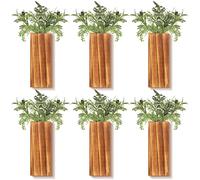 Nuanchu 6 Pack Wood Wall Planter Wooden Hanging Planter for Dried Flowers and Artificial Greenery Plants Wooden Pocket Vase Farmhouse Wall Decor for Indoor Hydroponics Plants (Natural, Wood Style)